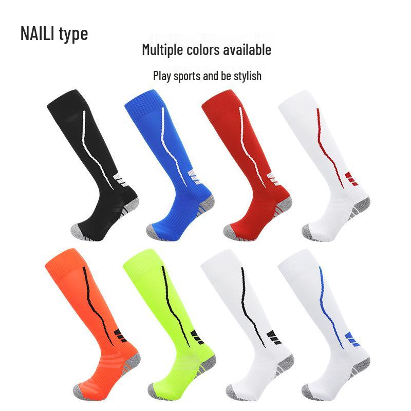 Professional Men's Breathable Non-slip Football Socks - Wear-resistant, Sweat-absorbing, Long Training Stockings.