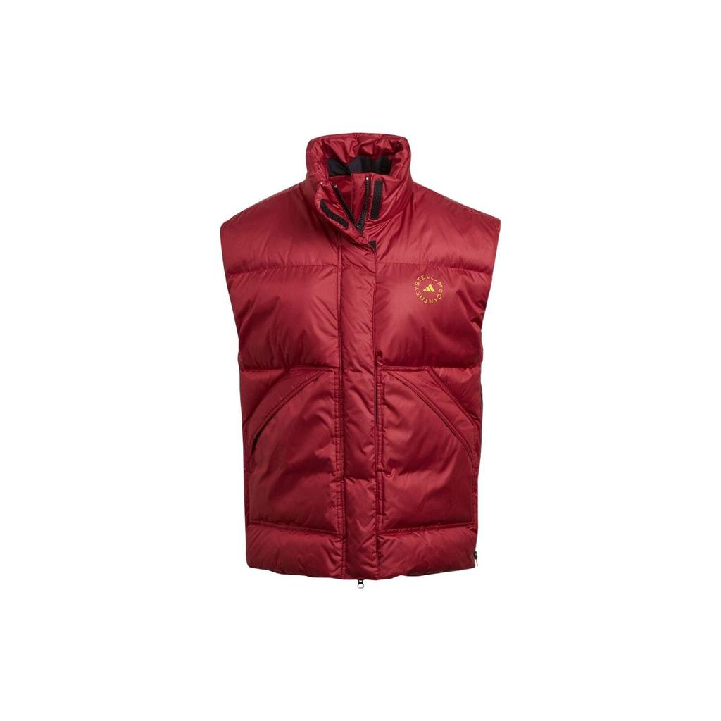 Adidas Solid Color Logo Print Stand Collar Sports Vest Women Vests Red HG6896