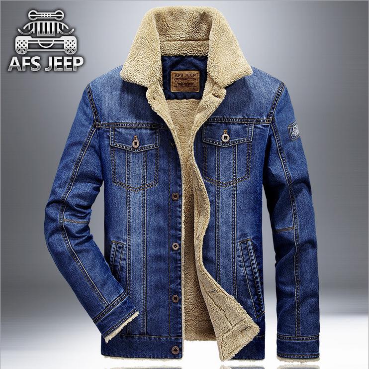 

Men s Warm Fur Collar Denim Cotton Coat with Velvet Lapel - Large Size for Autumn and Winter 7XL