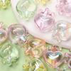 5pcs DIY Bracelet Necklace Transparent Crown Peach Heart Loose Beads Fashion Pendant Vertical Hole UV Plated Dazzle Handmade Materials