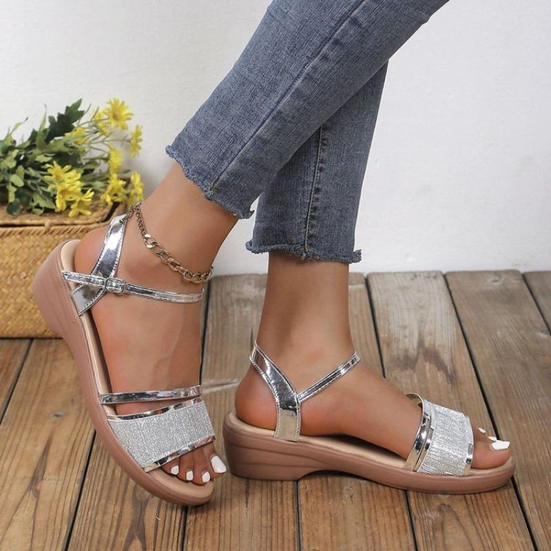 2026 New Women Sandals Luxury Sexy Women's Sandals Summer Platform Wedges Shoes Women Fashion Gold Silver Sandalias Size 35-43