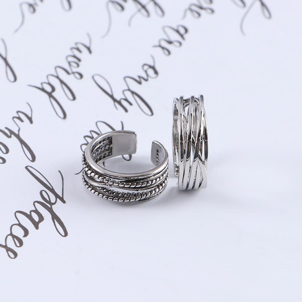 Day Gift Personality Korean Style Jewelry Men Geometric Ring Punk Finger Buckle Line Ring