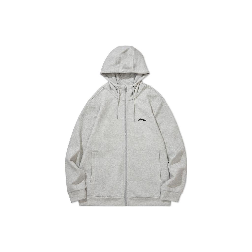 Li-Ning Plain Hooded Running Training Jacket Men Jacket Light-Gray AWDTD73-2