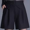 2025 Autumn/Winter High-Waisted Slim A-Line Bow Shorts, Women's Bootcut, Elegant Style Outerwear