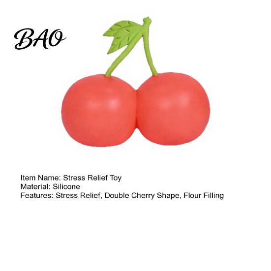 Stress Relieving Toys Double Cherry Relief Toy, Soft Fake Squeeze Flour Filling Toy Sensory Fidget for Hand Relaxation Decorative