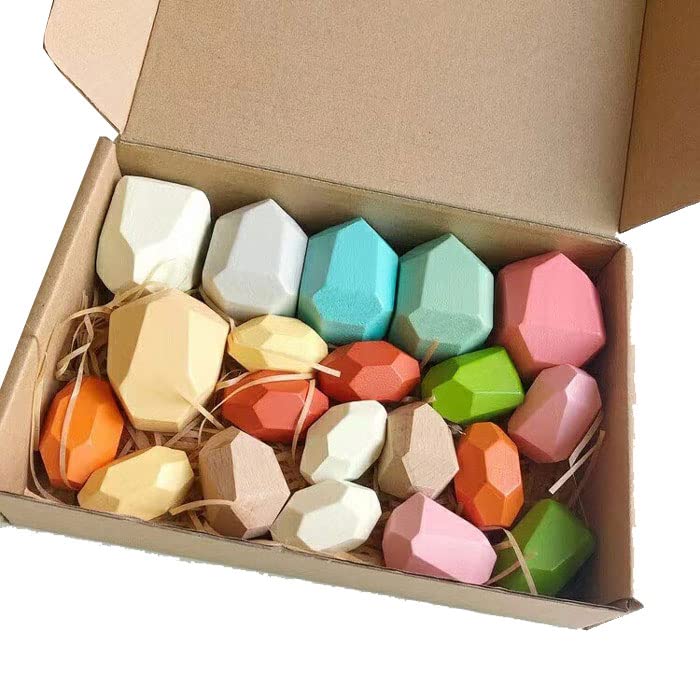 

Set of 20 Colorful Stacking Stones, Building Blocks, Educational Toy for Cognitive Development, Seniors, Kids, Wooden Building Blocks (20 Pieces)