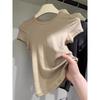 Unique Summer Short Sleeve Cotton T Shirt Women Slim Fit Solid Color Cropped Top Stylish Design