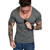 High-quality Men's Slim V Neck Short Sleeve Muscle Tee T-shirt For Casual Wear