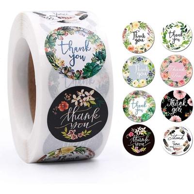 500 Stück/Rolle Blume Danke Aufkleber Set 1 Zoll Kreis Floral Masking Tape Tagebuch Geschenk Dekoration Siegel
