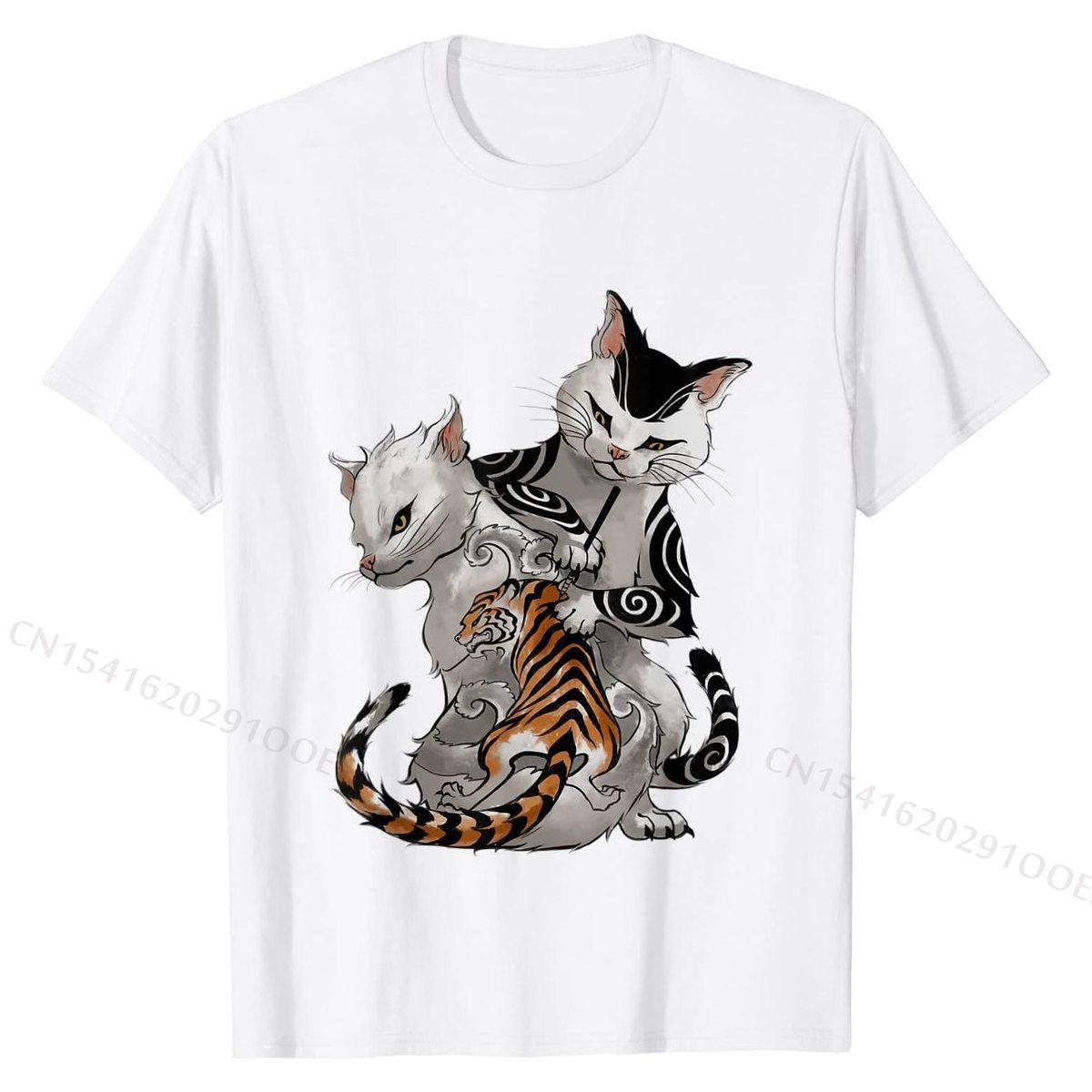 

Irezumi Cat Artist with Traditional Japanese Tattoo T-Shirt Casual T Shirt Tops Shirt for Students Hip Hop Casual Top T-shirts S