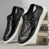 2025 Summer New Leather Sandals Men's Beach Shoes Bag Head Roman Hollow Fashion Men's Shoes
