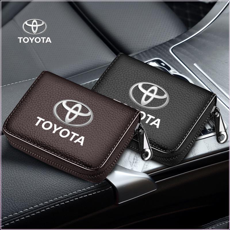 Wallet Driver License Business Card Holder Key Case for Toyota TRD GR Auris Rav4 Yaris Hilux Corolla Prius Avensis Emblem