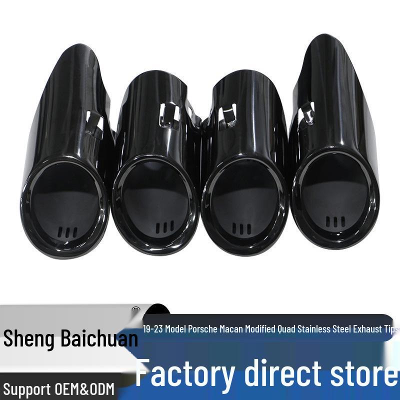 Black Titanium Quad Exhaust Tip for 19-23 Porsche Macan