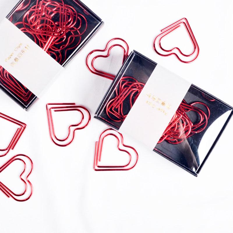 Red Heart & Cherry Blossom Cartoon Paperclips, 12-Pack