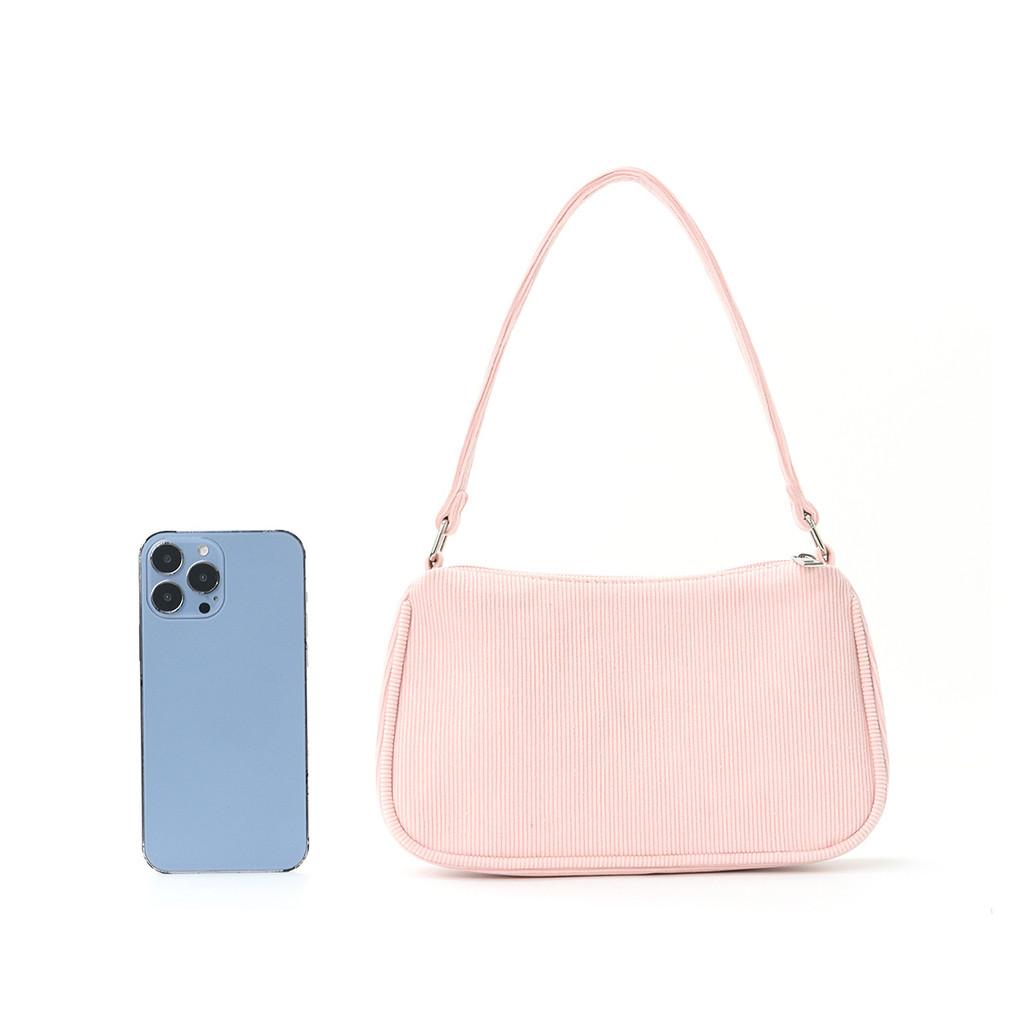 Corduroy Shoulder Bag For Women With Zipper Closure And Inner Pocket Casual Crossbody Accessory