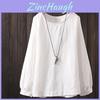 Cotton Linen Long Sleeve Shirt For Women With Round Neck And Relaxed Fit