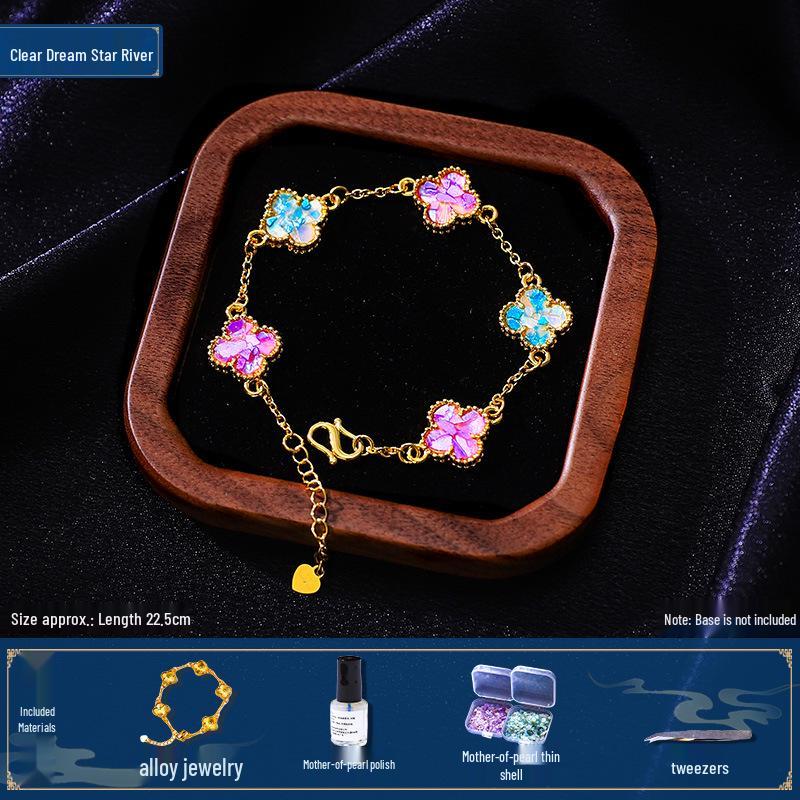Mother-of-Pearl Bracelet DIY Kit: Shell Fragments Gift for Kids or Women's Day