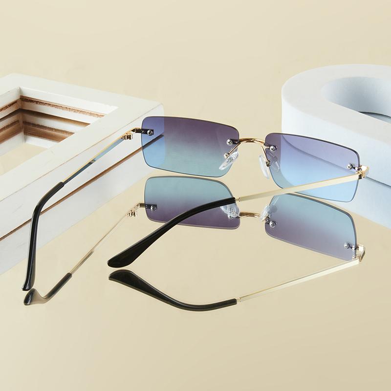 1Pc Men's Fashion Glasses New Metal Frameless Elegant Retro Versatile Trendy Suitable for Daily Use Vacation Outdoor Sun Protect