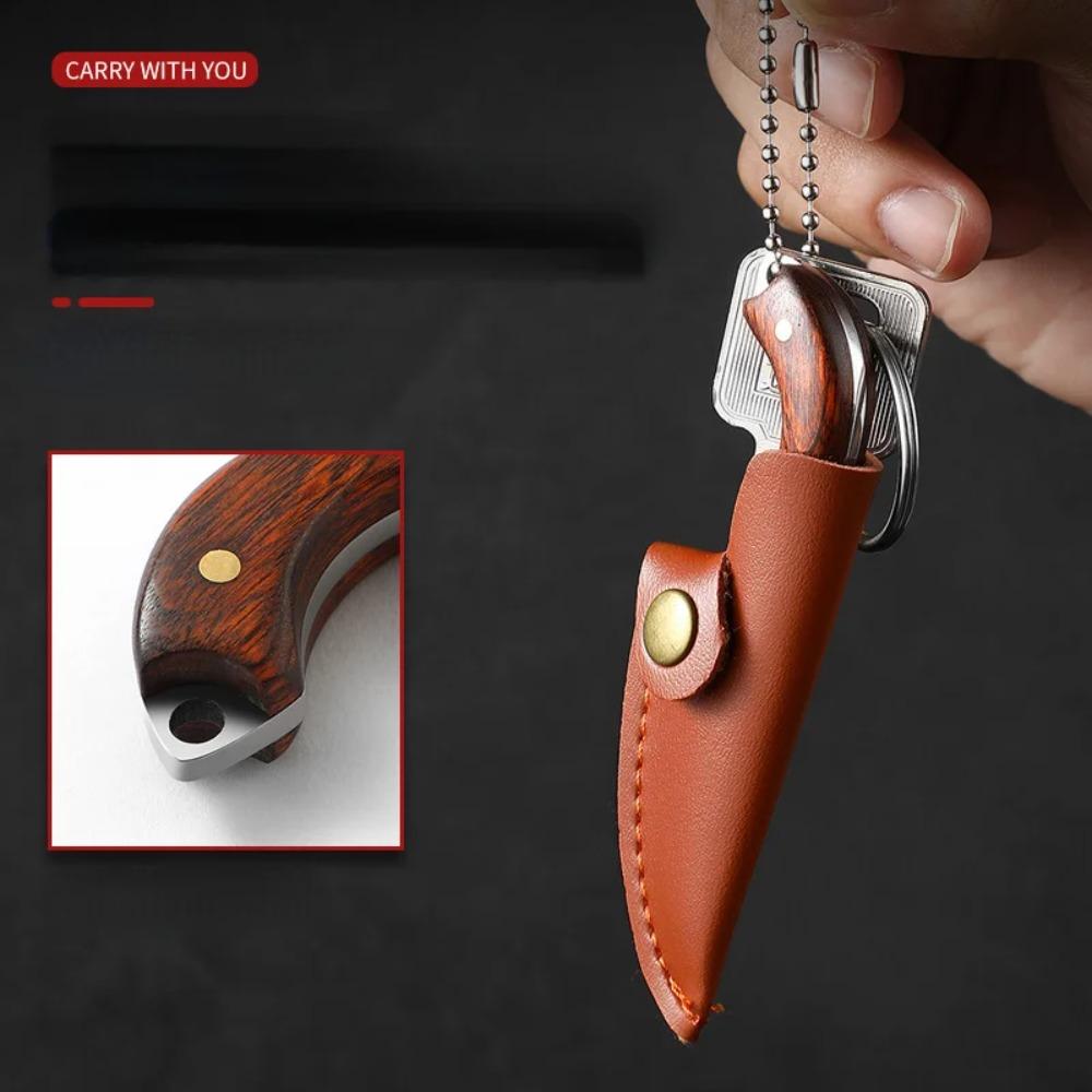 Wooden Handle Small Straight Knife Outdoor Camping Sharp Fruit Knife Hand Meat Knife Unwrap Mini Pendant Gift Knife