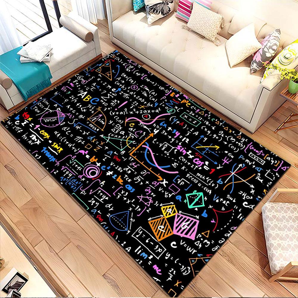 Math and Science Formula Pattern Rug Patterned Carpet, Non Slip Mat Suitable for Living Room and Bedroom Sofas