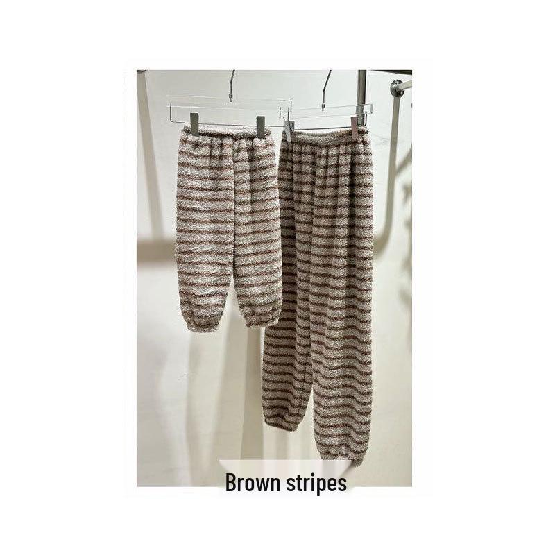 

Kids Flannel Autumn-Winter Parent-Child Sleep Pants - Cozy, Velvet-Thickened for Medium to Large Children 100 cm