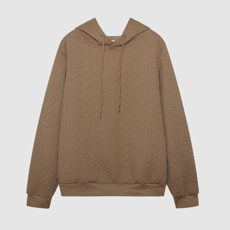 2023 Herbst Übergröße Damen Jacquard zum Binden Kapuzenpullover mit langen Ärmeln