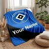 Coperta di Flanella con Testo Nome Personalizzato Hamburger SV Logo Calcio Coperta in Pile Personalizzata Regalo Speciale per Divano Camera da Letto Casa