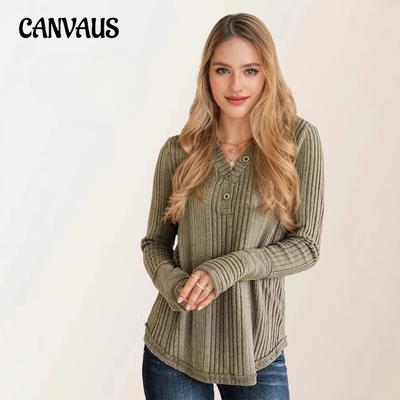 Herbst Damen Übergröße V-Ausschnitt Pullover Strickpullover Lässig Locker Einfarbig Langarm Oberteil Shirt