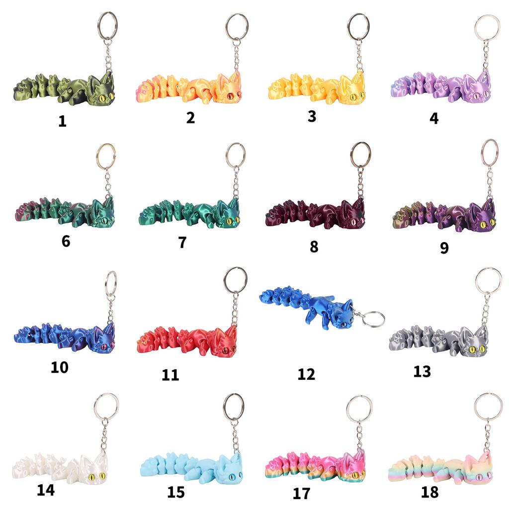 Brelok do kluczy z nadrukiem 3D w kształcie lisa z ruchomym ogonem Kreatywne projektowanie Ozdobny brelok do torby Modny dodatek do prezentu