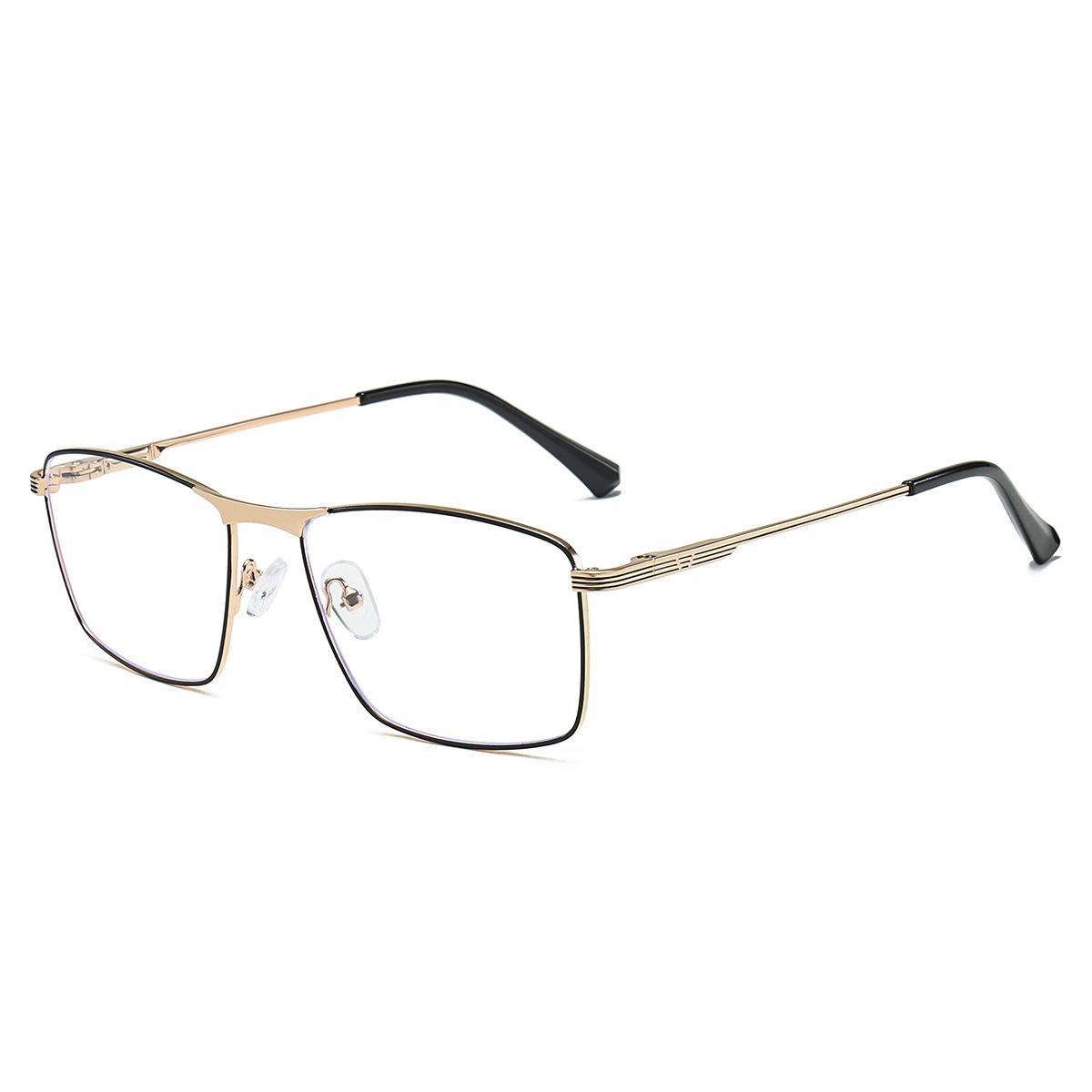 

57-16 Men s square glasses frame Men s metal optical anti-blue light reading glasses myopia Different degrees Anti blue light 0