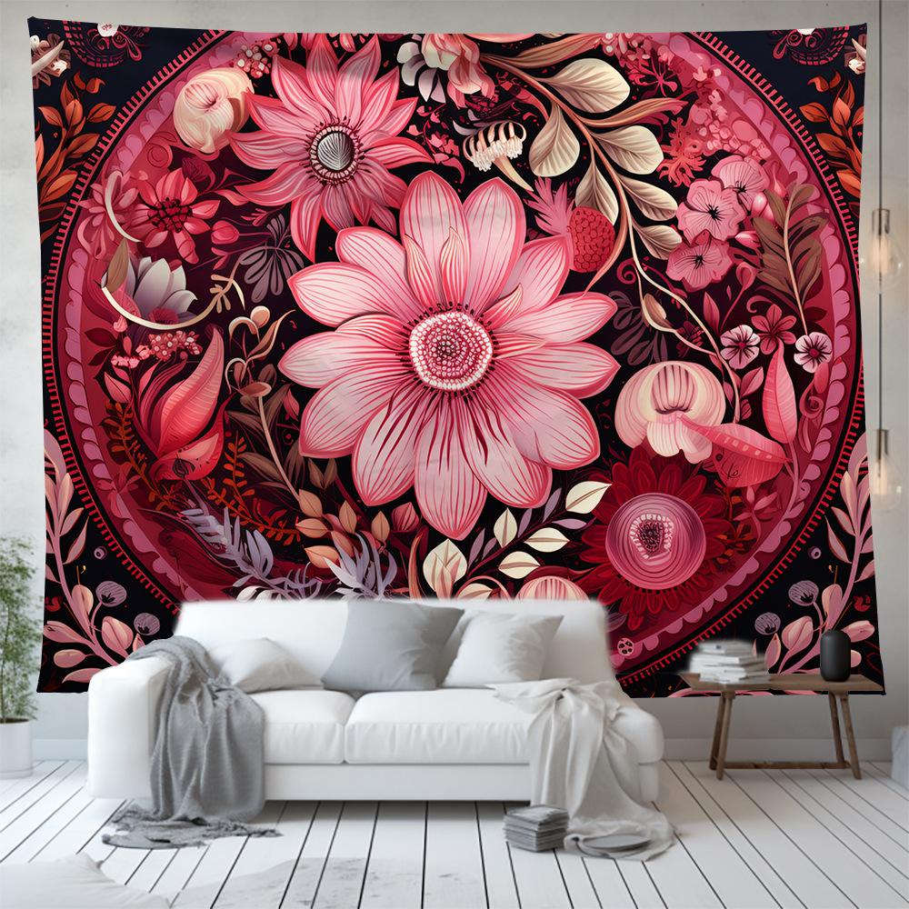 Chic Pink Floral Tapestry Flower Plant Series Wall Hanging Background Cloth Nordic Home Living Room Bedroom Decor Tapestries