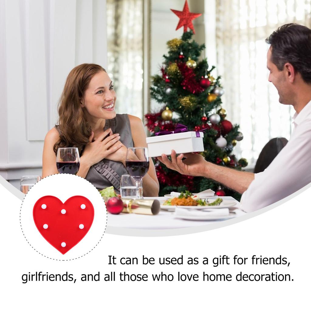LED Heart Shaped Light Romantic Home Decor Wedding Prop Party Decoration Heart Shape Night Lamp Desktop Ornament Reusable
