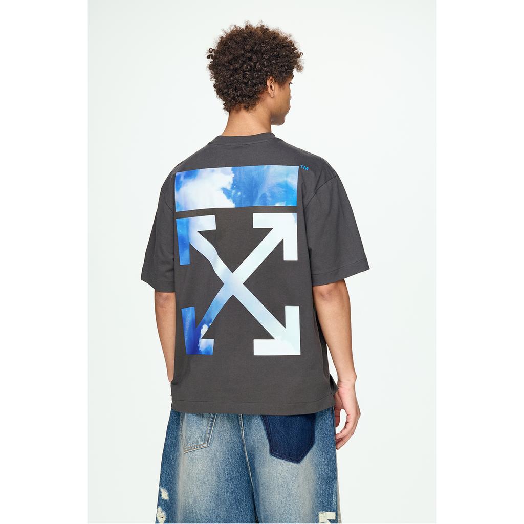 Off-White Sky Blue And White Arrow Print Fashion Light Luxury Trendy Versatile T-Shirt Unisex T-Shirt OFFTE10ISEAMQ