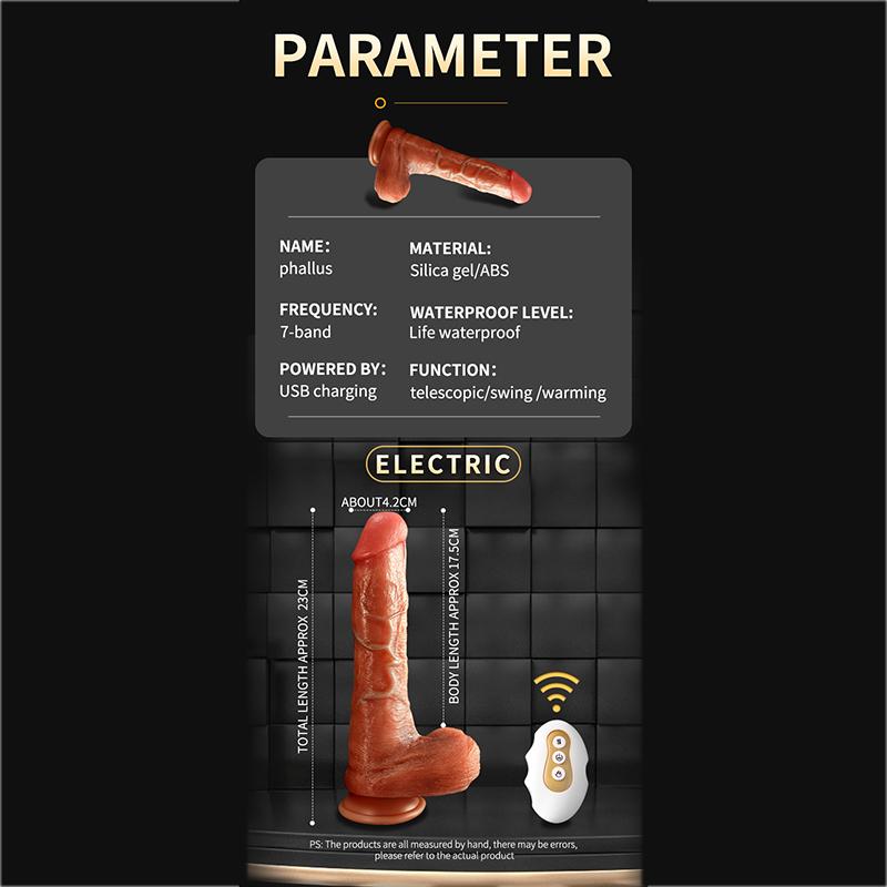 Silikon Elektrischer Dildo Wasserdicht Teleskopisch Schwingmodi Fernbedienung Saugfuß Autoheizung Erwachsenenspielzeug für Frauen