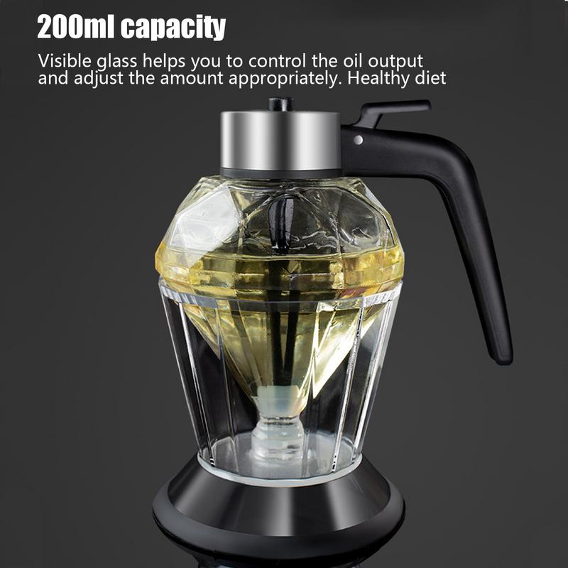 Diamond Shaped Glass Honey Dispenser 200ml Large Capacity Multifunctional Oil Bottle Vinegar and Sauce Dispensers Kitchen Tool