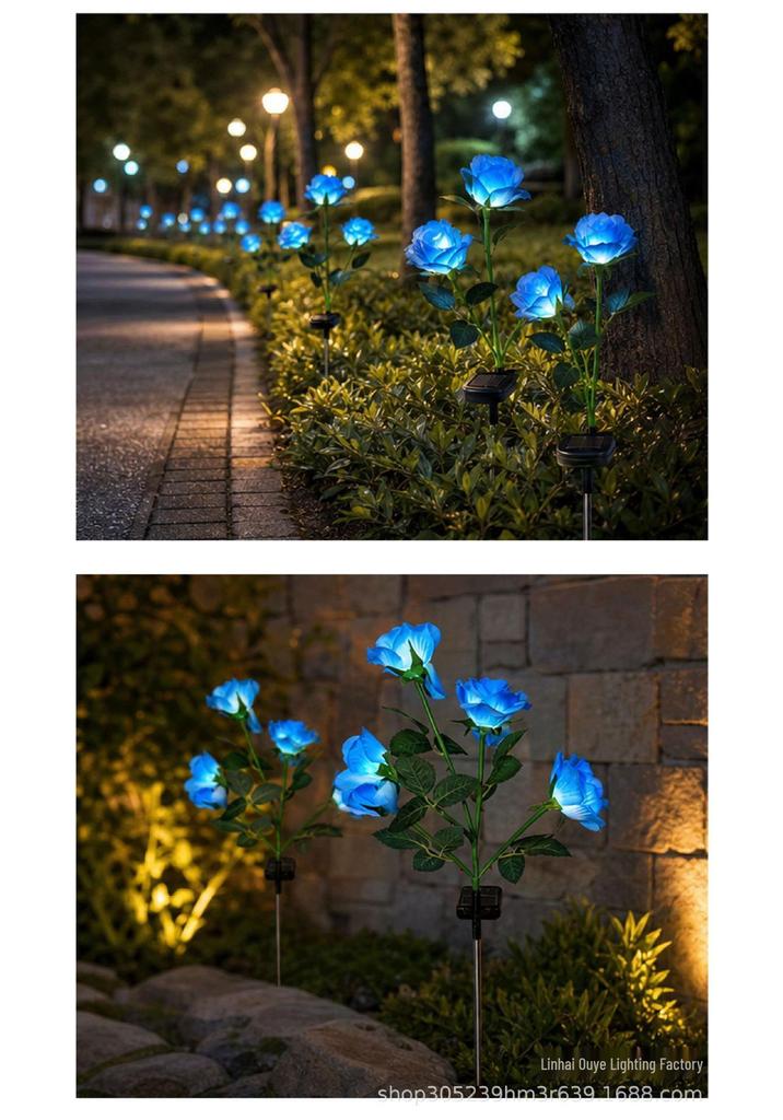 Outdoor Solar Rose Flower Garden Lamp - Rainproof Yard Decoration