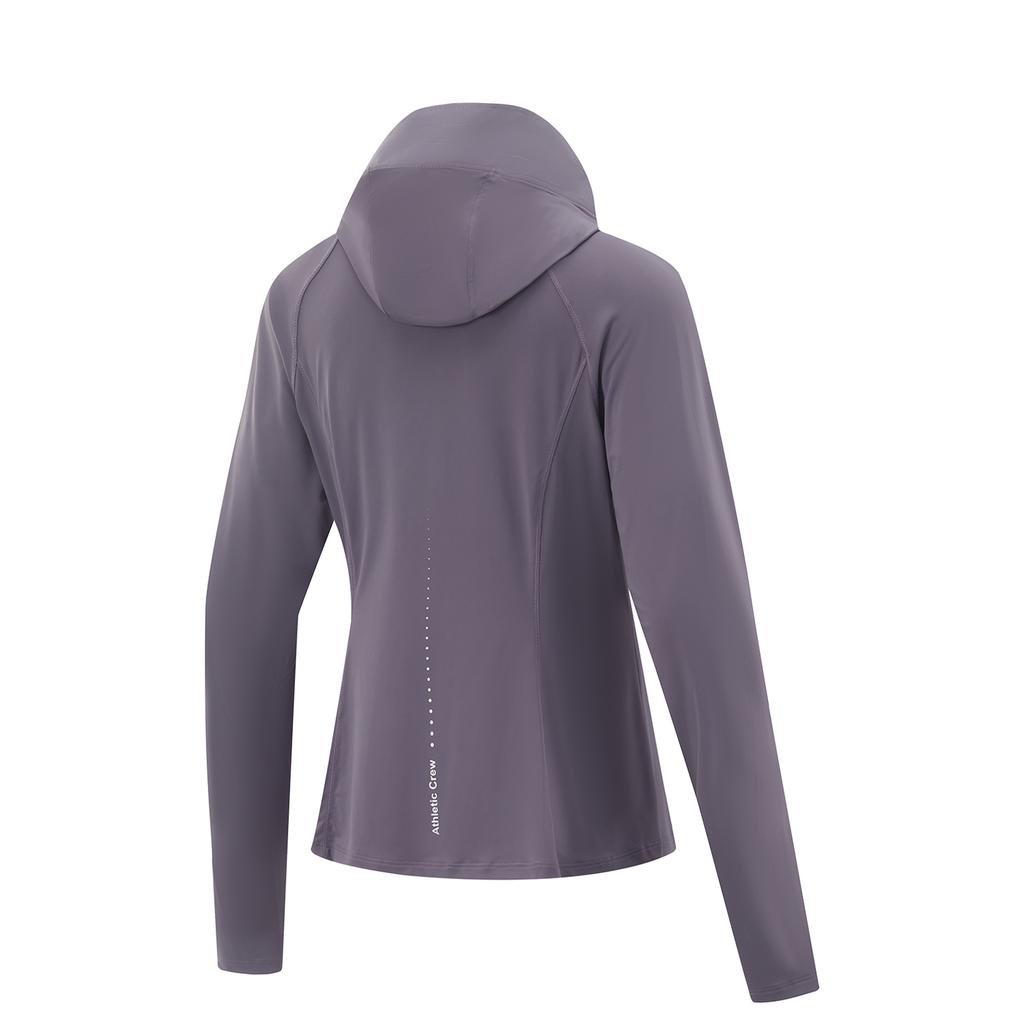 Li Ning Ice Silk Cool Comfort Casual Versatile Hooded Jacket Women Jacket Dark-Gray Purple AFDVE38-11
