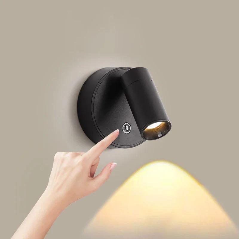 Charging Led Wall Lamp Minimalist USB Cable Bedside Night Light Entrance Bedroom Adjustable Magnetic Modern Spotlight Wall Light