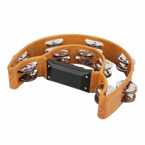 Tambourine, Bells, Musical Instrument, Two-Row Handbell Tambourine, Metal Jingles, Percussion Instrument with Ergonomic Grip