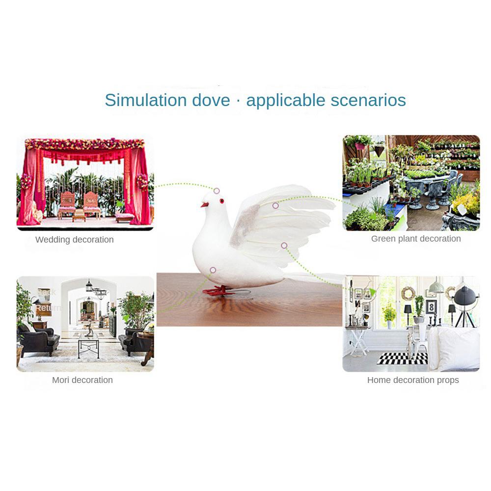 Simulation Foam White Pigeon Fake Artificial Imitation Bird Wedding Decor Model Handicraft Foam Doves Garden Ornament Home