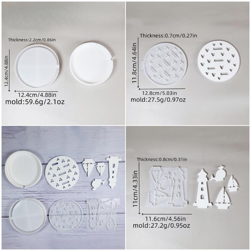 3PCS Baking Molds Nautically Decors Lighthouse Anchors Ship Wheel Crafting Supplies Silicone Texture for Various Occasion