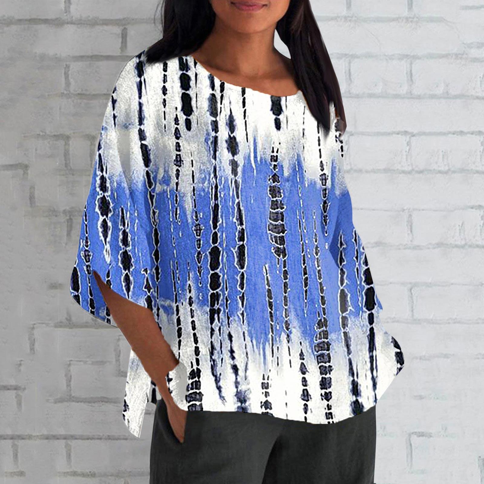 

Женская мода с половиной рукавом и круглым вырезом с принтом, свободная повседневная блузка, топы, пуловер S