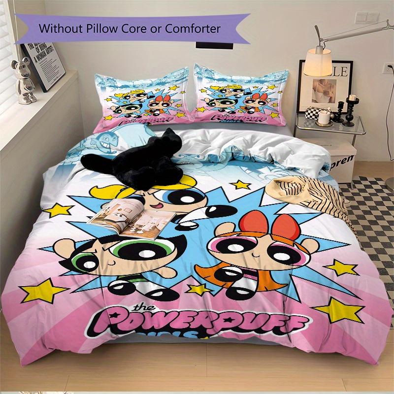 3er Set Coole Powerpuff Girls Bettwäsche - Enthält 1 Bettbezug und 2 Kissenbezüge, Bequeme Bettwäsche mit Stilvollem Design für Schlafzimmer, Machi