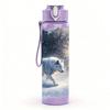 1PC Winter Snow Wolf Wild Animal Print 750ml Color Plastic Sports Water Bottle Leakproof Flip Straw Lid Suitable for Sports Office Home Use