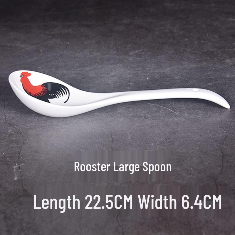 ZISIZ European Bone China Long Handle Soup Spoons, Set of 3