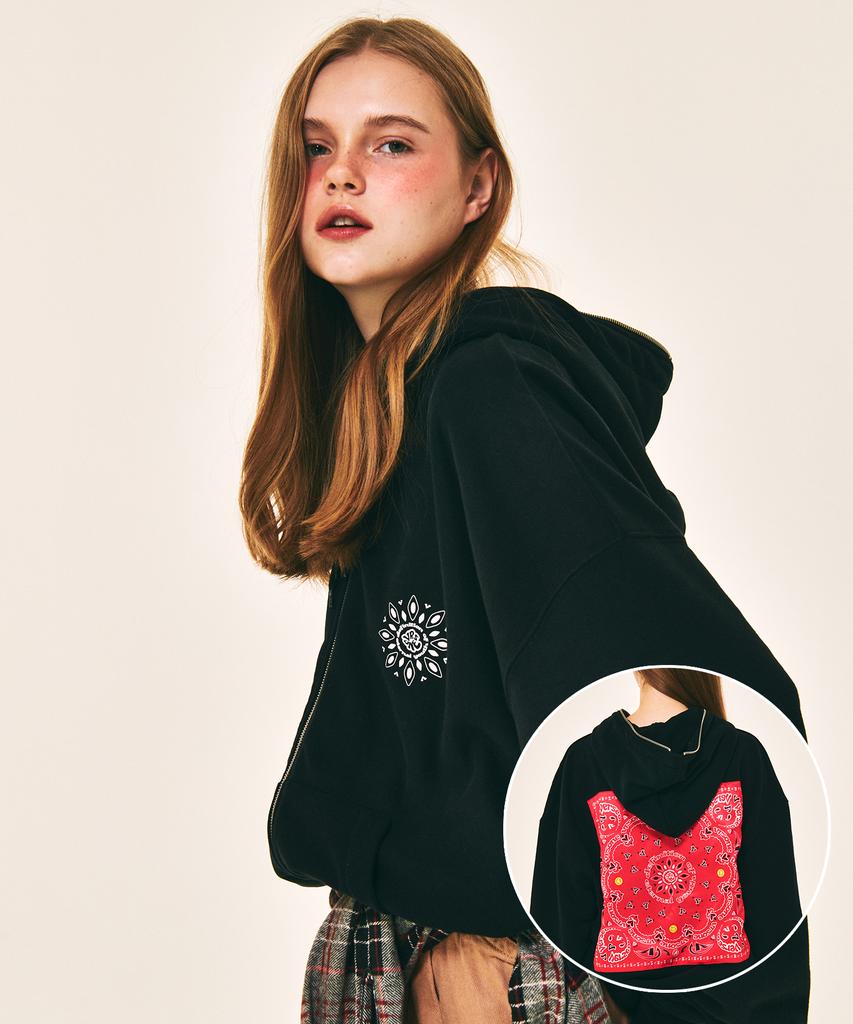 Verse One Paisley Logo Bandana Full Zip Hoodie Black/Red