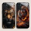 Golden Black Tiger Stripe Flame Print Tempered Glass Phone Case for Motorola Moto G85 G84 G75 Edge 50 Fusion 40 Neo 30 Pro Cover