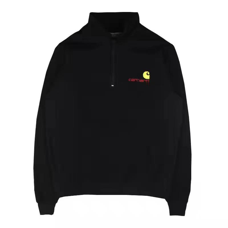 

KaHa T Fleece-Lined Half-Zip Hoodie with Embroidered Letters and Stand Collar - Casual Loose Fit for Couples XXL чорний