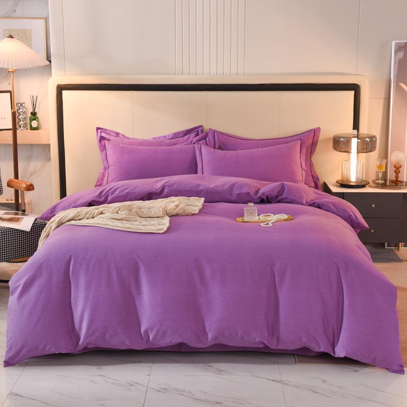 Thickened Brushed Pure Cotton Autumn/Winter Bedding Set - All-Season Universal (Four-Piece & Three-Piece Options)