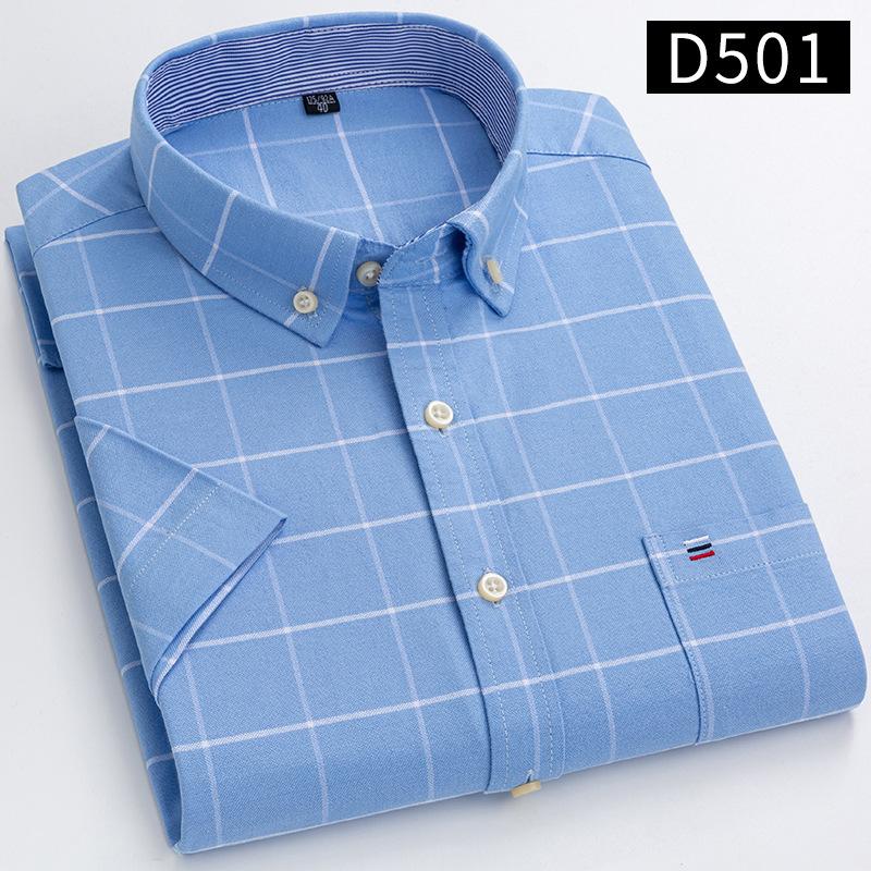 Neues Herren Social Shirt Kurzarm 100% Reine Baumwolle Oxford Weich Geknöpft Kariert Formal Herrenkleidung Tasche Social Shirt S-7XL